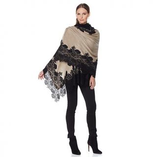 Clever Carriage Company "Burano" Knit Wrap with Lace   7879978