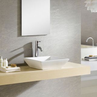 Somette Fine Fixtures White Vitreous China Modern Square Vessel Sink