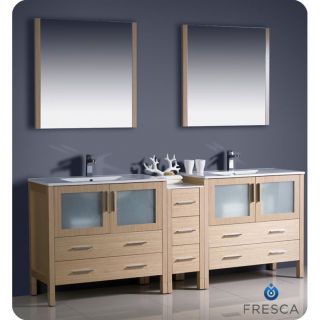 Fresca Torino 84 inch Light Oak Modern Double Sink Bathroom Vanity
