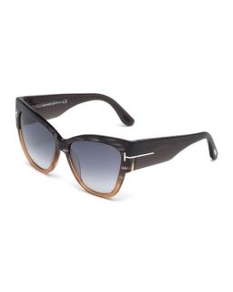 TOM FORD Anoushka Butterfly Sunglasses, Gray/Brown