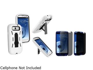 Insten Black Hard / White Skin Hybrid Case w/ Stand & Privacy Screen Protector For Samsung Galaxy S3 674960