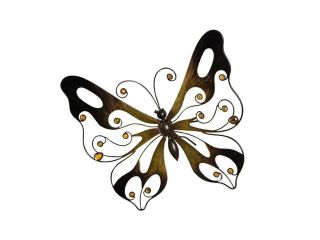 Metal Butterfly Wall Decor   Warm Brown Wall Art with Glass Pearls