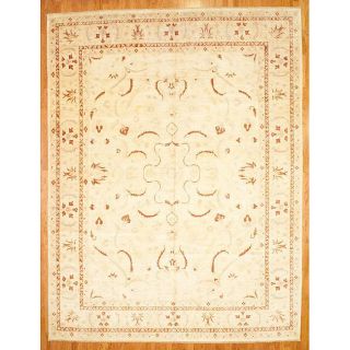 Afghani Hand knotted Ivory Vegetable Dye Oushak Wool Rug (116 x 16