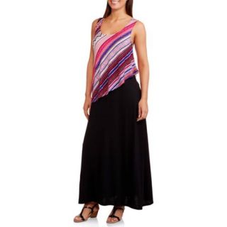 Allison Brittney Women's Asymetrical Printed 2fer Maxi Dress