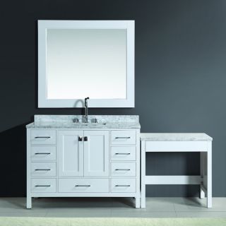 Design Element London 48 inch White Single Sink Vanity Set with Makeup