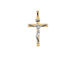 14K Yellow/White Gold Two Tone Crucifix Pendant  4.4   Necklaces & Pendants