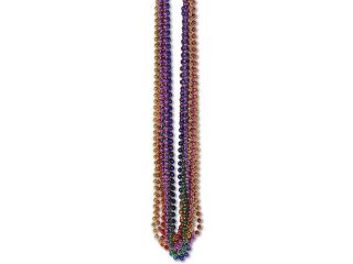 Club Pack of 144 Multi Colored Mardi Gras Small Round Beaded Necklace Party Favors 33''