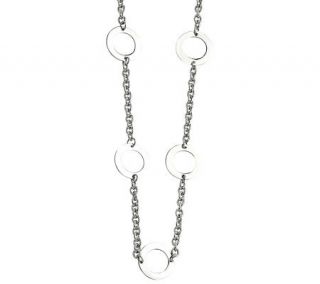 Stainless Steel 26 Open Circle Station Necklace —