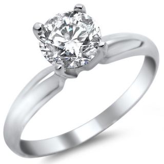 Noori 14k White Gold 1/2ct TDW Round Solitaire Diamond Engagement Ring