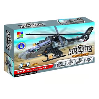 Fun Blocks Military Apache Helicopter 5 in 1 Brick Set (387 pieces