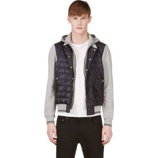 Moncler Heather Grey Layer Look Hooded Sweater