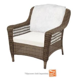 Hampton Bay Spring Haven Grey Wicker Patio Chair with Cushion Insert (Slipcovers Sold Separately) 55 20301