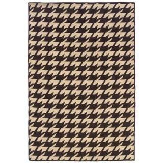 Oh Home Foundation Brown/ Beige Houndstooth Reversible Wool Rug (5' x 8')