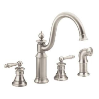 MOEN Waterhill High Arc 2 Handle Standard Kitchen Faucet with Side Sprayer in Spot Resist Stainless S712SRS