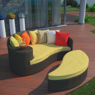 Taiji Outdoor Brown/ Orange Patio Daybed