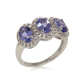 Colleen Lopez 2.27ct Tanzanite and White Zircon Sterling Silver 3 Stone Ring   7441235