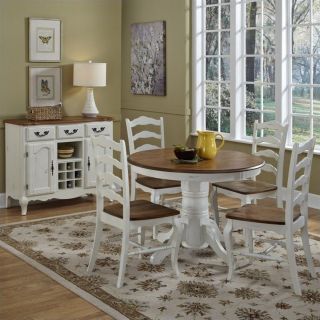 Home Styles French Countryside 5 Pieces Dining Set in Oak and Rubbed White   5518 308