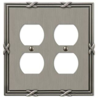 Amerelle Ribbon and Reed 2 Duplex Wall Plate   Antique Nickel 44DDAN