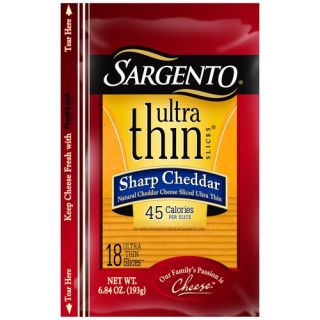 Sargento Ultra Thin Sharp Cheddar Cheese Slices, 18 count, 6.84 oz