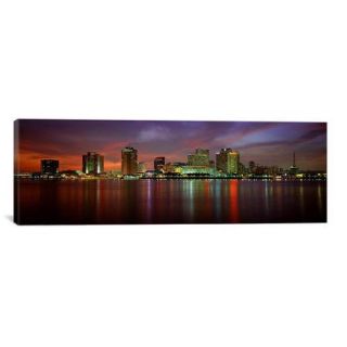 iCanvas Panoramic Buildings Lit up at The Waterfront New Orleans, Louisiana Photographic Print on Canvas