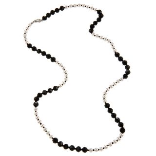Alexa Starr Faux Pearl and Black Glass Color Blocked Long Necklace