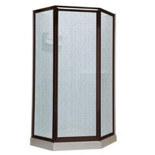 American Standard Prestige 24.25 in. x 68.5 in. Neo Angle Shower Door in Oil Rubbed Bronze with Hammered Glass AMOPQF1.436.224
