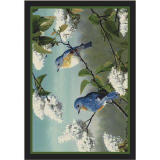 Milliken Blue Birds 32 in x 46 in Rectangular Multicolor Accent Rug