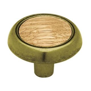 Liberty 1 1/4 in. Antique Brass with Oak Insert Cabinet Knob 13912.0