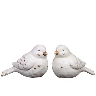 White Ceramic Nesting Birds 2 piece Set
