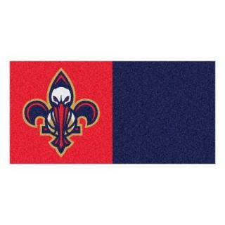 FANMATS NBA   New Orleans Pelicans Red and Blue Pattern 18 in. x 18 in. Carpet Tile (20 Tiles/Case) 9352