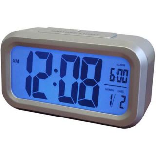 Westclox LCD Alarm Clock, Silver