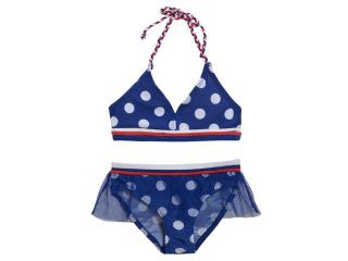Baby Girl 18M Royal Blue Red White Dot Braid Tie 2 Pc Summer Swimsuit