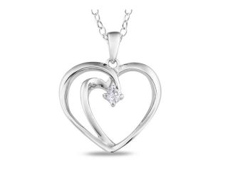 0.05 CT Diamond Silver Heart Pendant Necklace