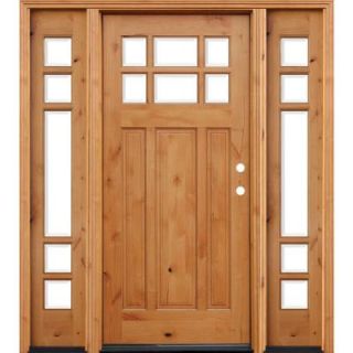 Pacific Entries 68 in. x 80 in. Craftsman 6 Lite Stained Knotty Alder Wood Prehung Front Door w/ 6 in. Wall Series and 12 in. Sidelites A36L612
