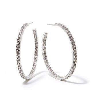 Colleen Lopez "Dame" 3.64ct White Zircon Sterling Silver Hoop Earrings   7893669