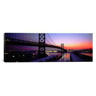 iCanvas Panoramic Suspension Bridge Across a River, Ben Franklin Bridge, Philadelphia, Pennsylvania Photographic Print on Canvas