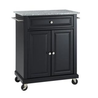Crosley 28 1/4 in. W Solid Granite Top Mobile Kitchen Island Cart in Black KF30023EBK