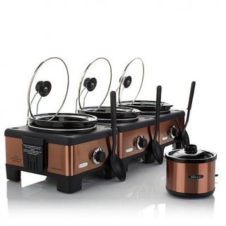 Bella Set of 3 Linkable 2.5 Quart Slow Cookers with Little Dipper Chocolate Mel   7523740
