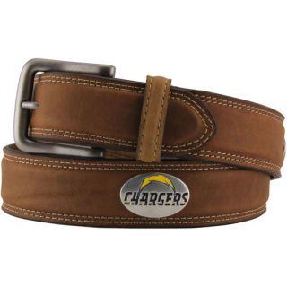 San Diego Chargers Crazy Horse Leather Belt   Brown