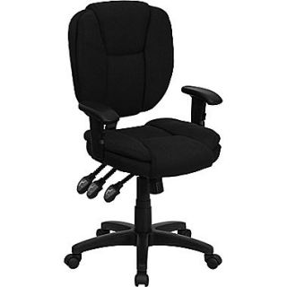 Flash Furniture Fabric Mid Back Task Chair, Adjustable Arms, Black