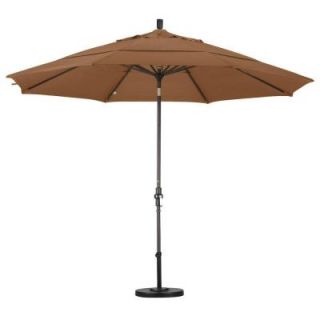 California Umbrella 11 ft. Aluminum Collar Tilt Double Vented Patio Umbrella in Straw Olefin GSCU118117 F72 DWV