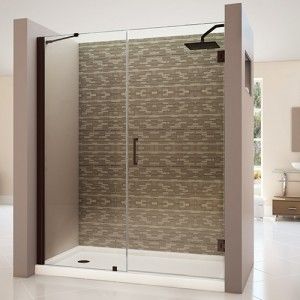 DreamLine SHDR 20527210 06 Frameless Shower Door, 52 to 53" Unidoor Hinged, Clear 3/8" Glass   Oil Rubbed Bronze