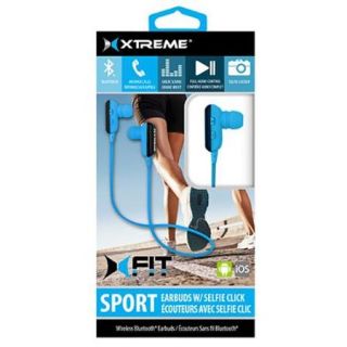 Xtreme Cables 52023 Bluetooth Earbuds With Selfie Click, Neon Blue
