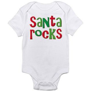  Newborn Baby Christmas Santa Rocks Bodysuit