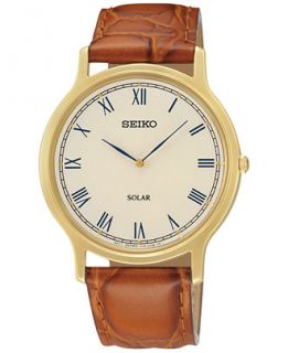 Seiko Mens Solar Brown Leather Strap Watch 38mm SUP876