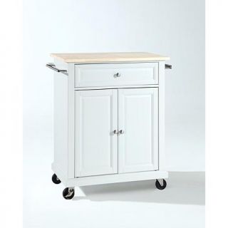 Crosley Natural Wood Top Portable Kitchen Cart   White   7743731