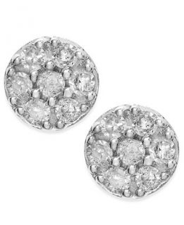Diamond Cluster Stud Earrings in 10k White Gold (1/4 ct. t.w