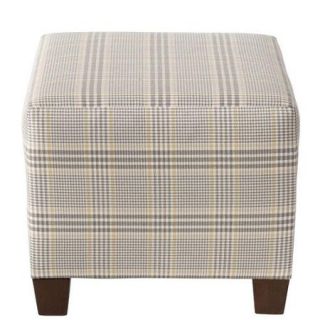 Skyline Furniture Square Glenshire Plaid Straw Ottoman