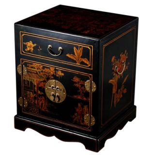 Handmade Oriental Antique Style Black Bonded Leather Mandarin End