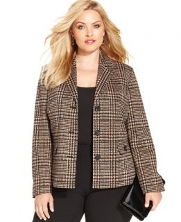 Jones New York Collection Plus Size Houndstooth Print Jacket   Jackets